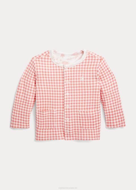 Baby Ralph Lauren Reversible Cotton Interlock Jacket 4DJ28014 Pink Gingham/Garden Toile