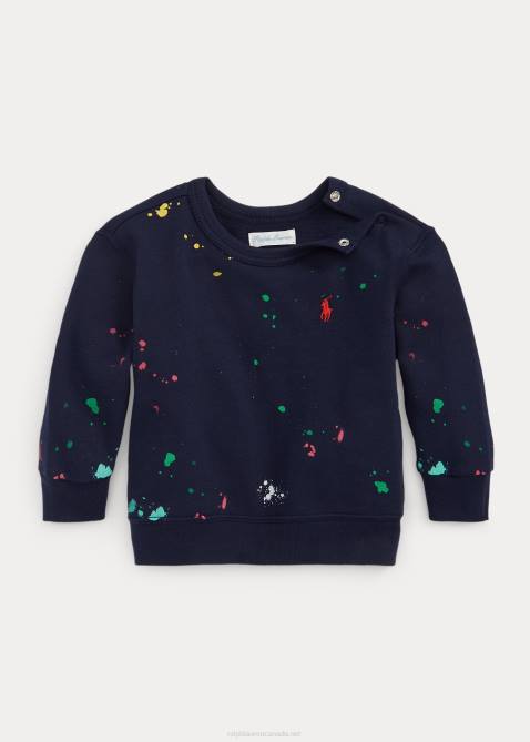 Baby Ralph Lauren Paint Splatter-Print Spa Terry Pullover 4DJ28303 Cruise Navy