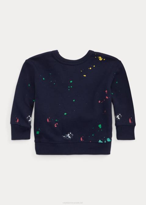 Baby Ralph Lauren Paint Splatter-Print Spa Terry Pullover 4DJ28303 Cruise Navy
