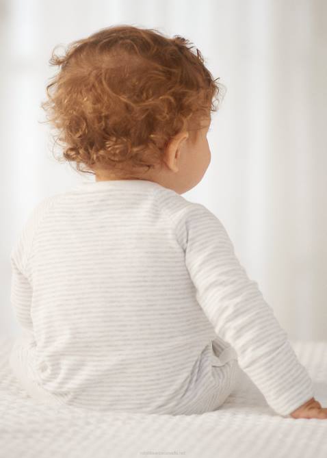 Baby Ralph Lauren Striped Cotton Interlock Gown 4DJ28177 Quartz Heather/White