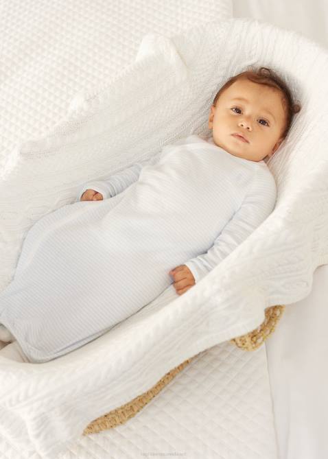 Baby Ralph Lauren Striped Cotton Interlock Gown 4DJ28181 Beryl Blue/White