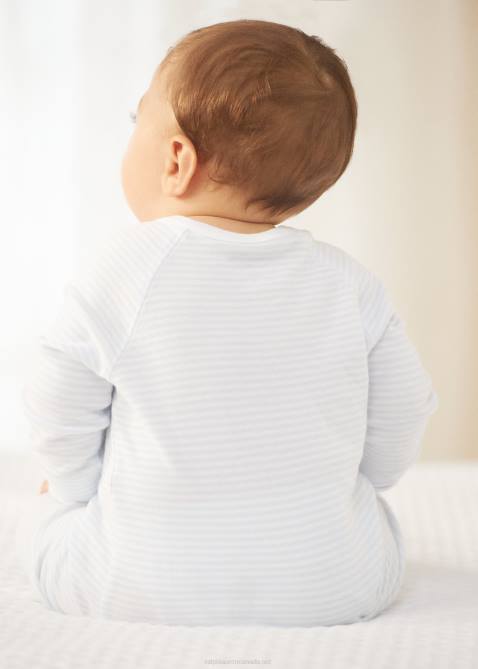 Baby Ralph Lauren Striped Cotton Interlock Gown 4DJ28181 Beryl Blue/White