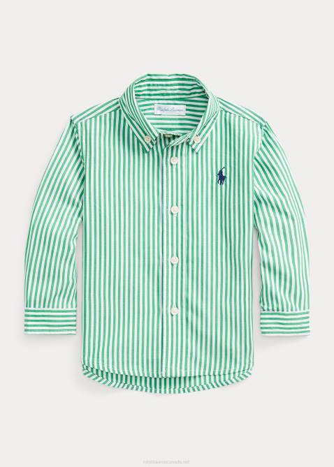 Baby Ralph Lauren Striped Cotton Poplin Shirt 4DJ28278 Green/White