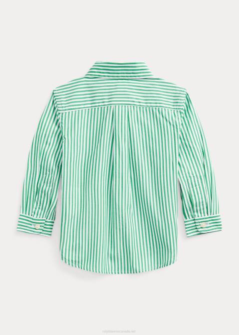 Baby Ralph Lauren Striped Cotton Poplin Shirt 4DJ28278 Green/White