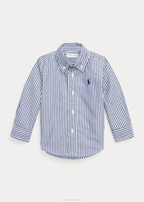 Baby Ralph Lauren Striped Cotton Poplin Shirt 4DJ28279 Navy/White