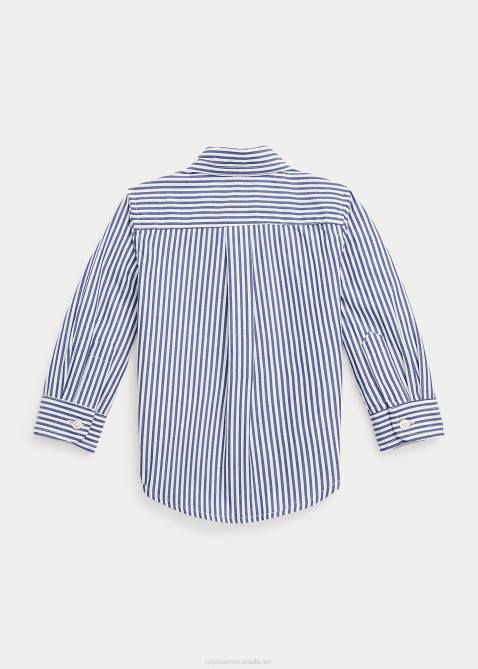 Baby Ralph Lauren Striped Cotton Poplin Shirt 4DJ28279 Navy/White