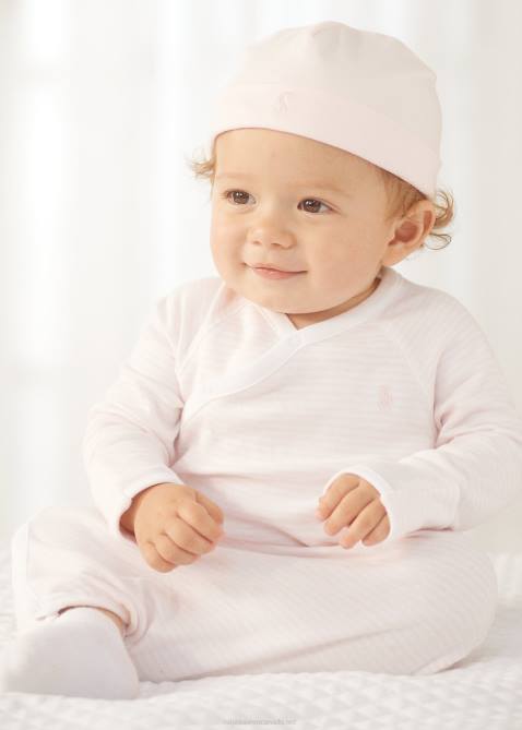 Baby Ralph Lauren Striped Organic Interlock Gown 4DJ28180 Delicate Pink/White