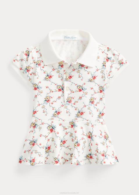 Baby Ralph Lauren Floral Stretch Mesh Peplum Polo Shirt 4DJ28284 Martha Floral