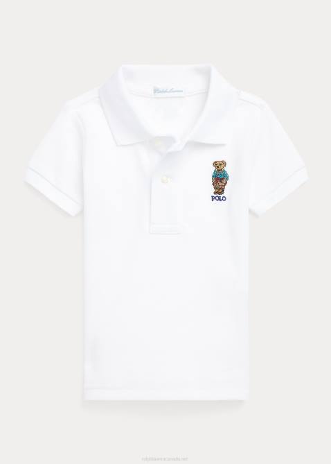 Baby Ralph Lauren Polo Bear Cotton Mesh Polo Shirt 4DJ28280 White