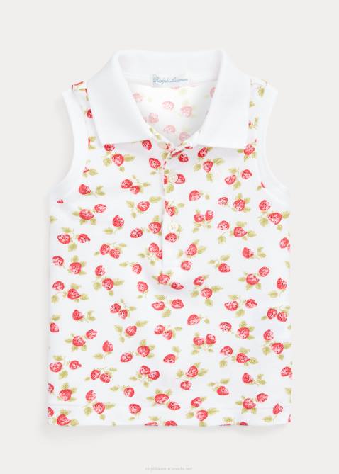 Baby Ralph Lauren Strawberry Mesh Sleeveless Polo Shirt 4DJ27897 Strawberry Print