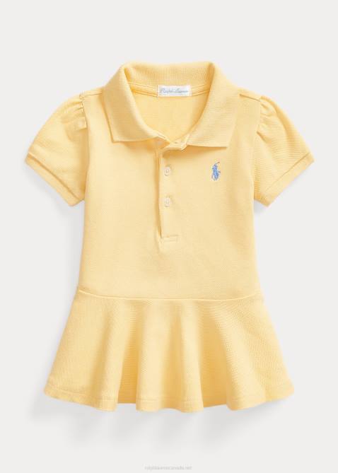 Baby Ralph Lauren Stretch Mesh Peplum Polo Shirt 4DJ28283 Corn Yellow
