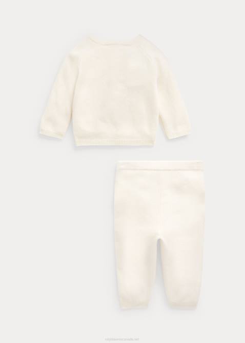 Baby Ralph Lauren Bear Cashmere Top & Pant Set 4DJ27799 Light Pink