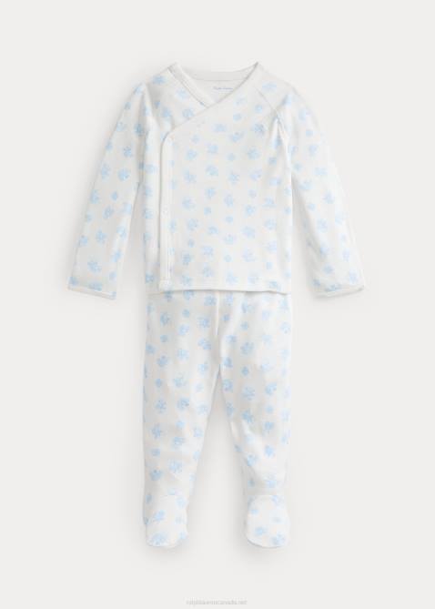 Baby Ralph Lauren Bear-Print Cotton Top & Pant Set 4DJ27796 Blue Multi