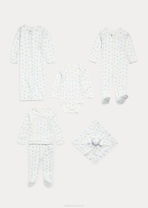 Baby Ralph Lauren Bear-Print Cotton Top & Pant Set 4DJ27796 Blue Multi