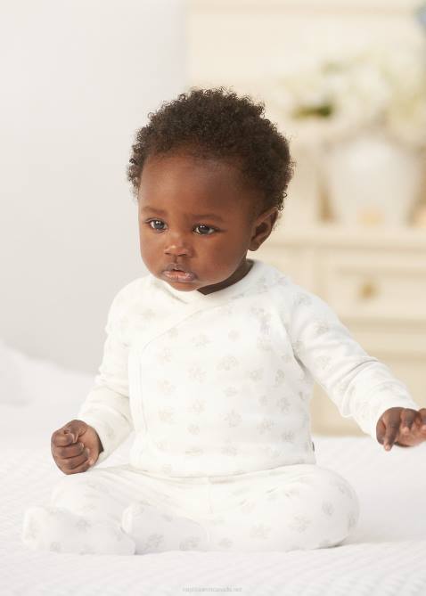 Baby Ralph Lauren Bear-Print Cotton Top & Pant Set 4DJ27797 Grey Multi