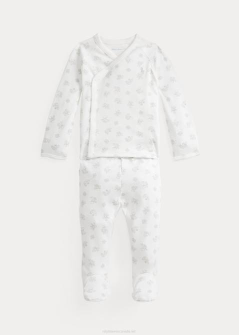 Baby Ralph Lauren Bear-Print Cotton Top & Pant Set 4DJ27797 Grey Multi