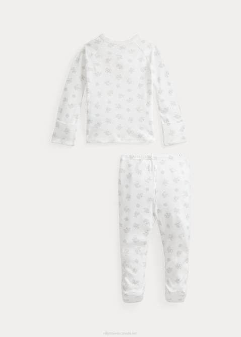 Baby Ralph Lauren Bear-Print Cotton Top & Pant Set 4DJ27797 Grey Multi