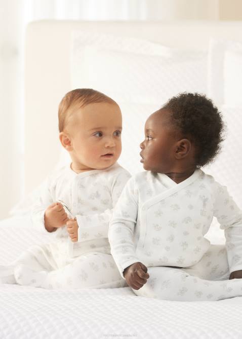 Baby Ralph Lauren Bear-Print Cotton Top & Pant Set 4DJ27797 Grey Multi