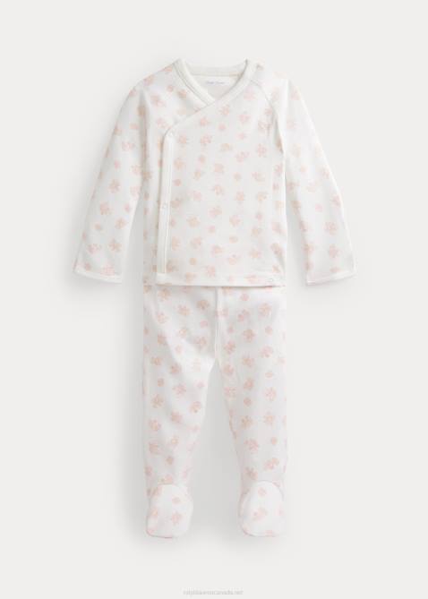 Baby Ralph Lauren Bear-Print Organic Cotton Top & Pant Set 4DJ27794 Pink Multi