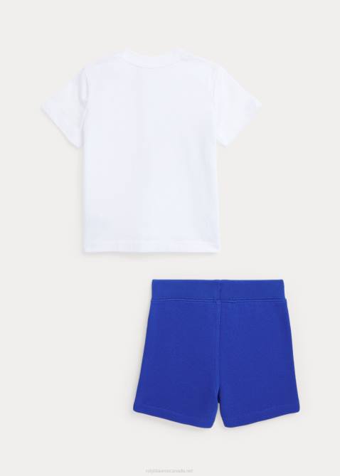Baby Ralph Lauren Big Pony Jersey Tee & Fleece Short Set 4DJ28182 White
