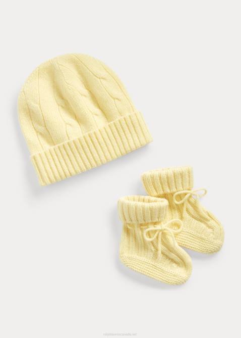 Baby Ralph Lauren Cashmere Beanie & Bootie Set 4DJ28041 Beekman Yellow