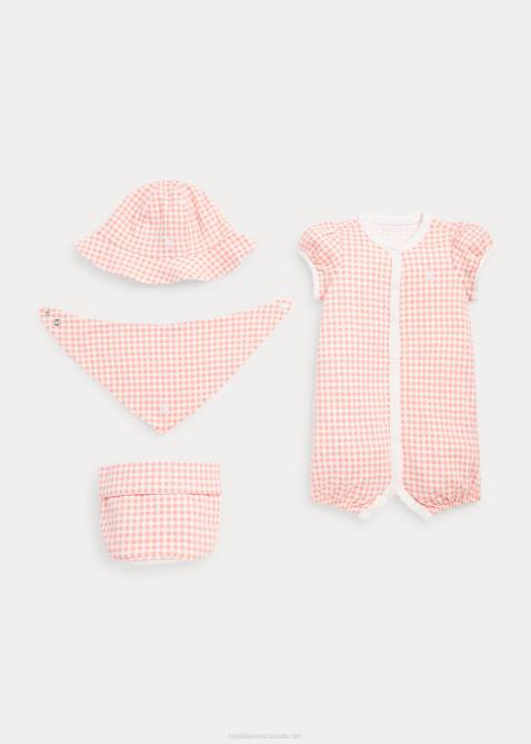 Baby Ralph Lauren Cotton Interlock 4-Piece Gift Set 4DJ27820 Pink Gingham