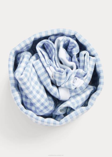 Baby Ralph Lauren Cotton Interlock 4-Piece Gift Set 4DJ27832 Blue Gingham