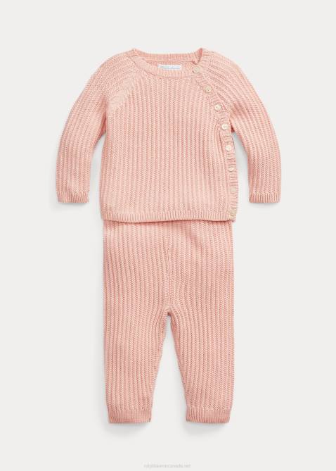 Baby Ralph Lauren Cotton Sweater & Pant Set 4DJ27793 Pale Pink