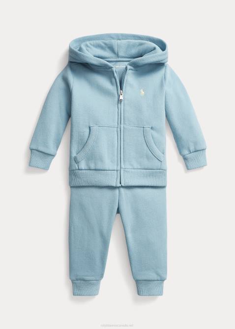 Baby Ralph Lauren Fleece Full-Zip Hoodie & Pant Set 4DJ27781 Blue Note