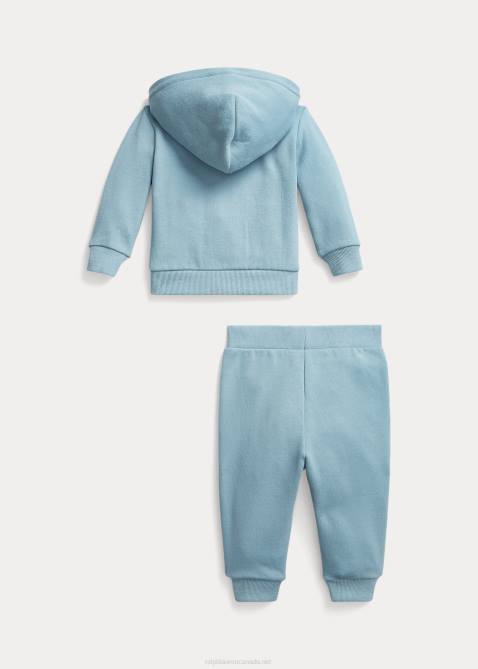Baby Ralph Lauren Fleece Full-Zip Hoodie & Pant Set 4DJ27781 Blue Note