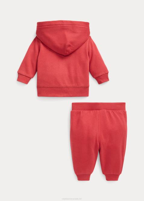 Baby Ralph Lauren Fleece Full-Zip Hoodie & Pant Set 4DJ28197 Chili Pepper