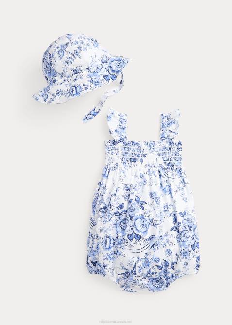 Baby Ralph Lauren Floral Linen-Cotton Shortall & Hat Set 4DJ27811