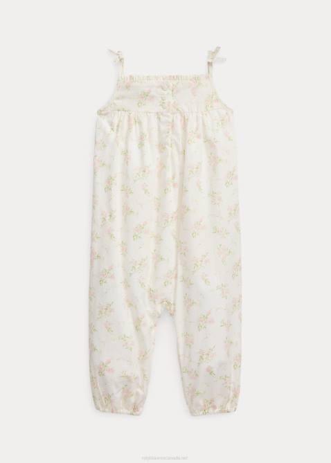 Baby Ralph Lauren Floral Smocked Jumpsuit & Hat Set 4DJ27810 Forget Me Not Floral
