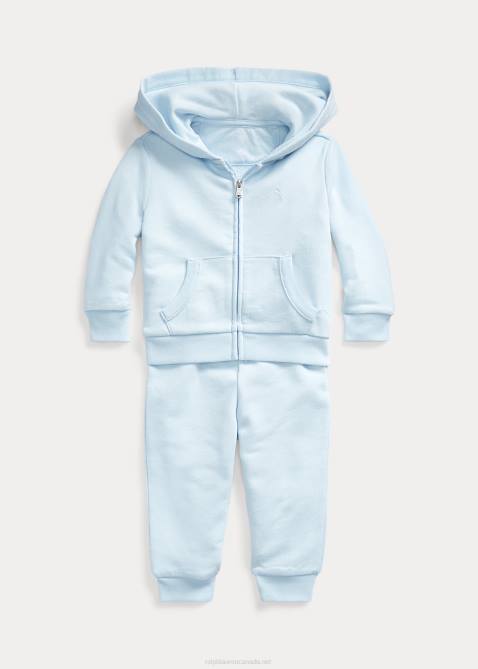 Baby Ralph Lauren French Terry Hoodie & Pant Set 4DJ27778 Beryl Blue