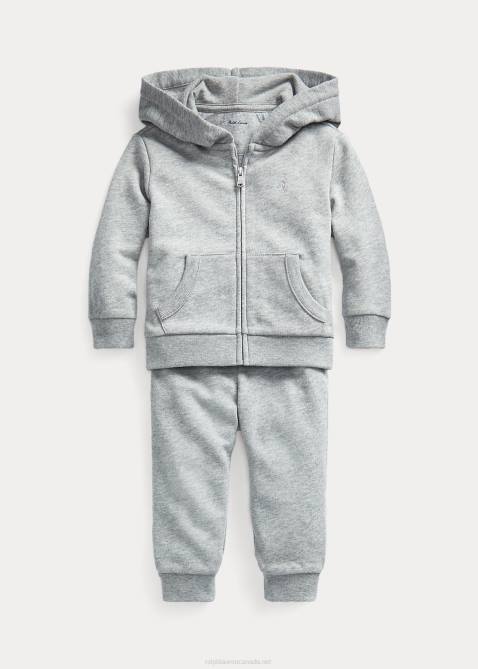 Baby Ralph Lauren French Terry Hoodie & Pant Set 4DJ27779 Light Grey Heather