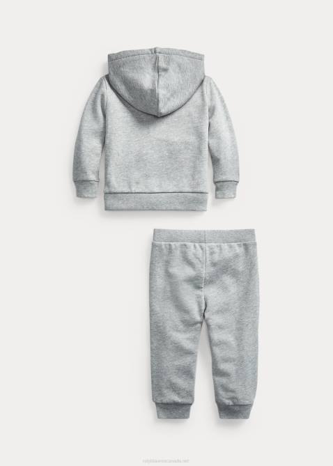 Baby Ralph Lauren French Terry Hoodie & Pant Set 4DJ27779 Light Grey Heather