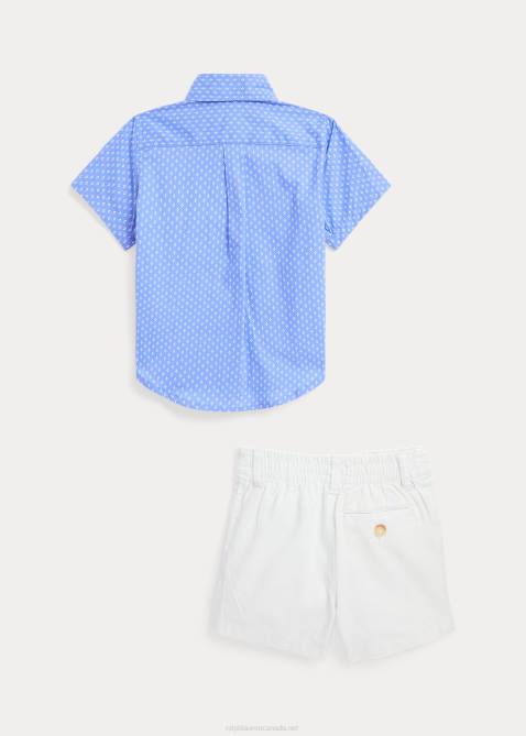 Baby Ralph Lauren Geometric Poplin Shirt & Chino Short Set 4DJ28185 Prop Geo