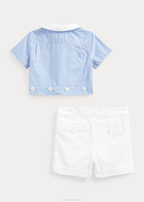 Baby Ralph Lauren Gingham Poplin Shirt & Dobby Short Set 4DJ27804 Blue/White