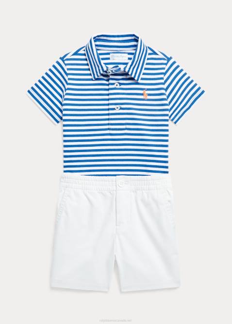 Baby Ralph Lauren Jersey Polo Shirt & Chino Short Set 4DJ27772 Royal Navy/White