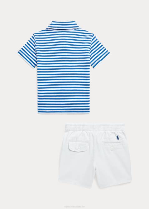 Baby Ralph Lauren Jersey Polo Shirt & Chino Short Set 4DJ27772 Royal Navy/White