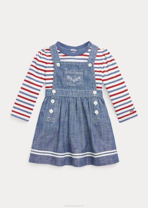 Baby Ralph Lauren Jersey Tee & Chambray Dress Set 4DJ28212 Dark Indigo Wash