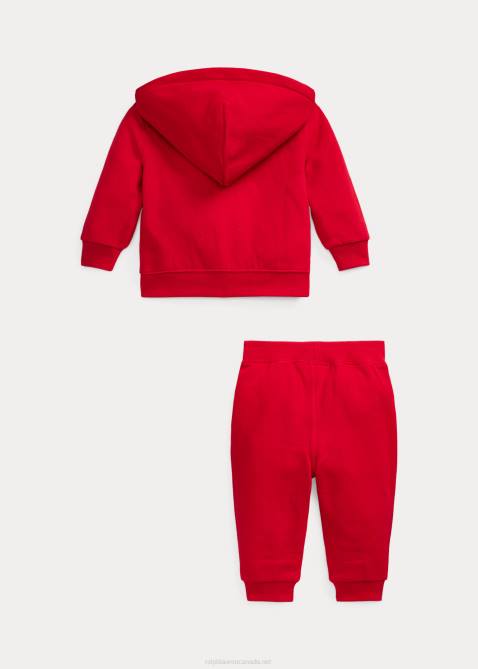 Baby Ralph Lauren Logo Fleece Full-Zip Hoodie & Pant Set 4DJ28196 RL 2000 Red