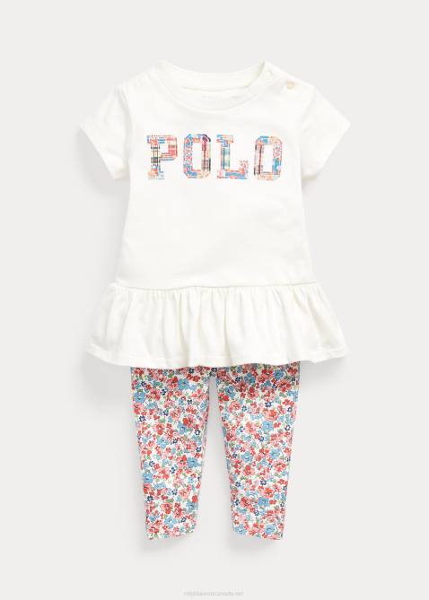 Baby Ralph Lauren Logo Jersey Top & Floral Legging Set 4DJ27784 Deckwash White/Floral