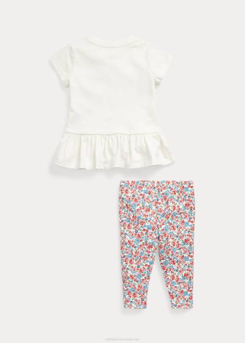 Baby Ralph Lauren Logo Jersey Top & Floral Legging Set 4DJ27784 Deckwash White/Floral