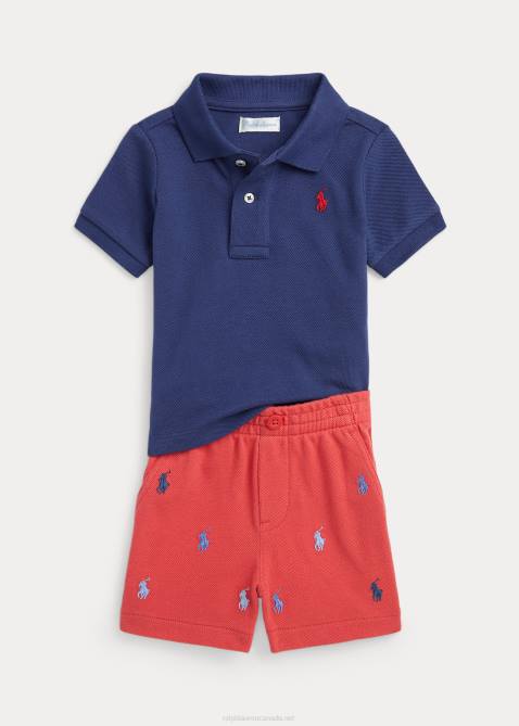 Baby Ralph Lauren Mesh Polo Shirt & Short Set 4DJ27760 Freshwater