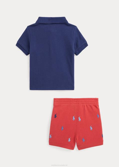 Baby Ralph Lauren Mesh Polo Shirt & Short Set 4DJ27760 Freshwater