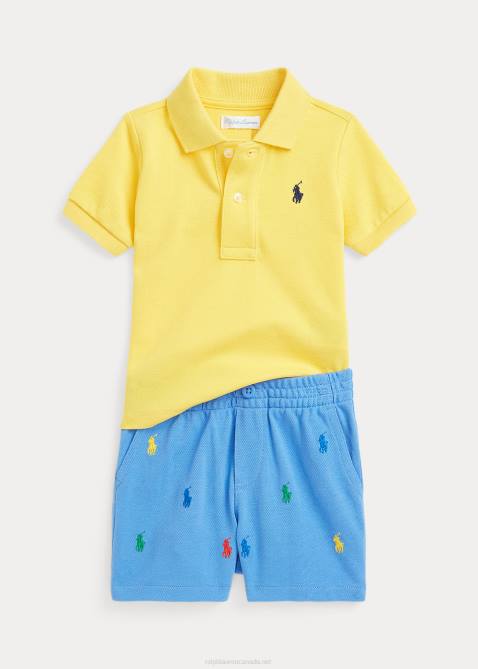 Baby Ralph Lauren Mesh Polo Shirt & Short Set 4DJ27761 Signal Yellow