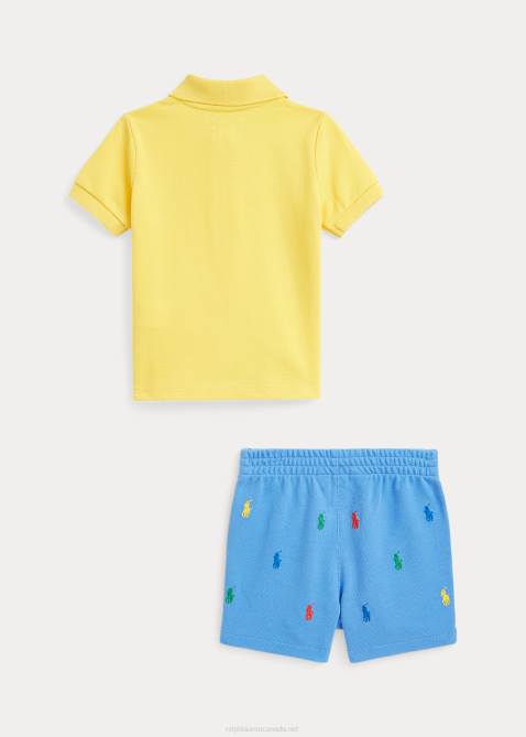 Baby Ralph Lauren Mesh Polo Shirt & Short Set 4DJ27761 Signal Yellow