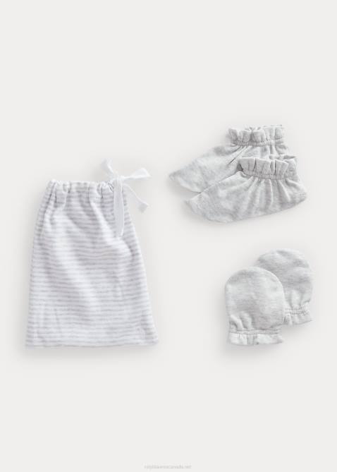 Baby Ralph Lauren Organic Cotton 3-Piece Gift Set 4DJ210046 Quartz Heather