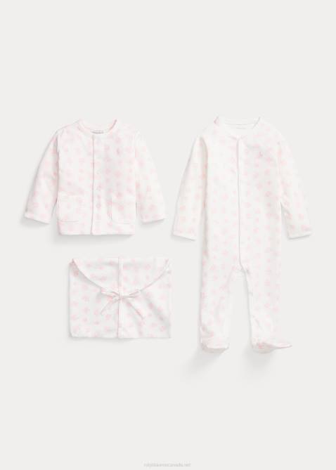 Baby Ralph Lauren Organic Cotton 3-Piece Set 4DJ27825 Delicate Pink Multi